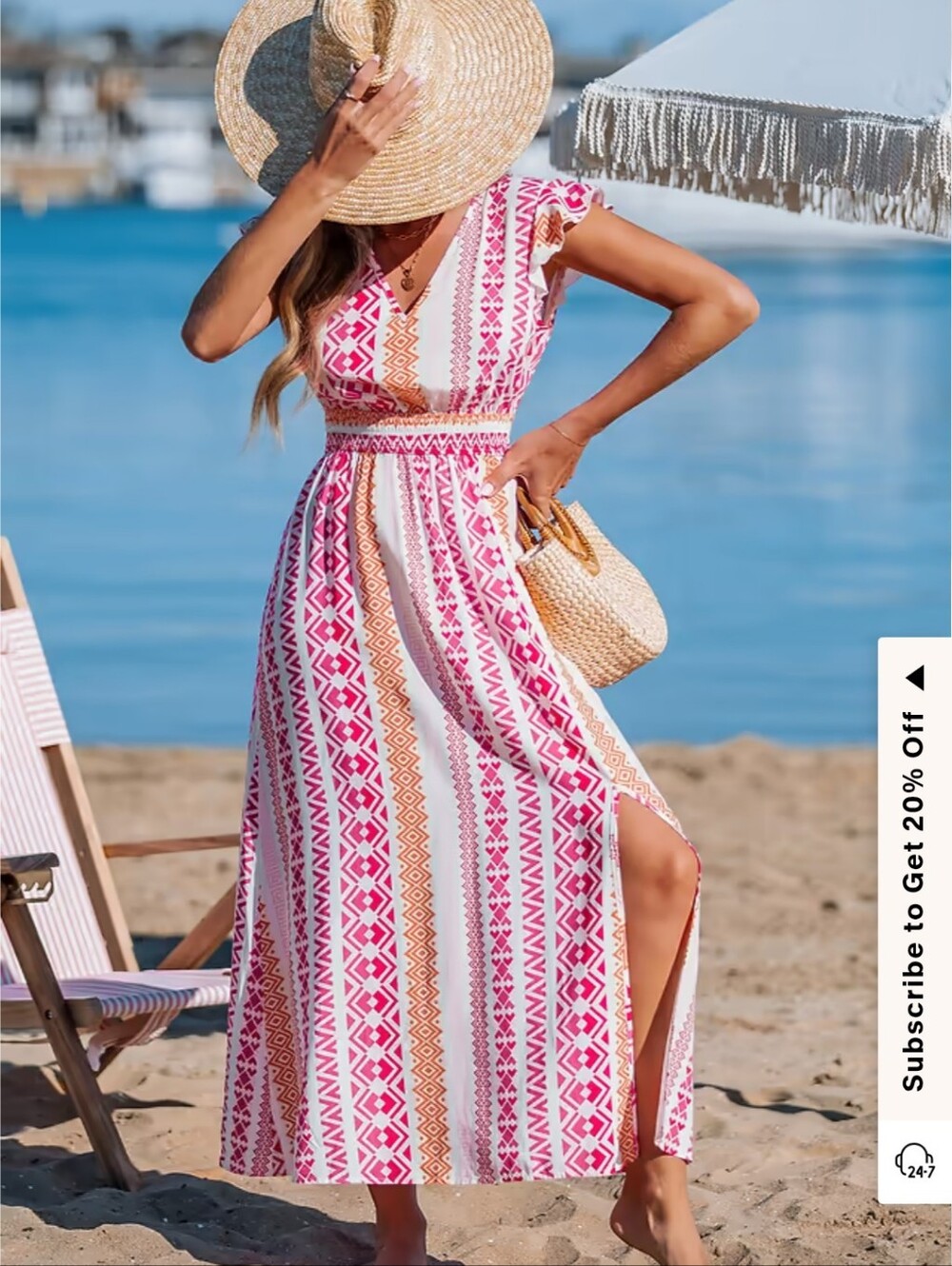 NWT Cupshe Tequilla Sunrise Geo Maxi Dress